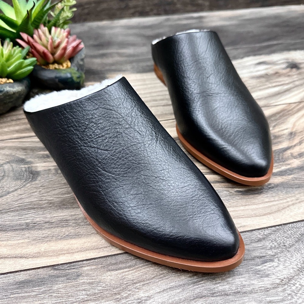 NIB Kelsi Dagger Sail 8M Sherp Lined Mules Rustic Leather Faux Shearling n - Picture 3 of 10